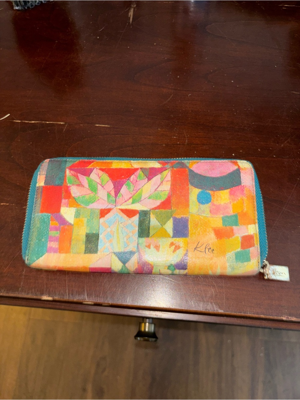 Multicolor Geometric Zip-Around Wallet
